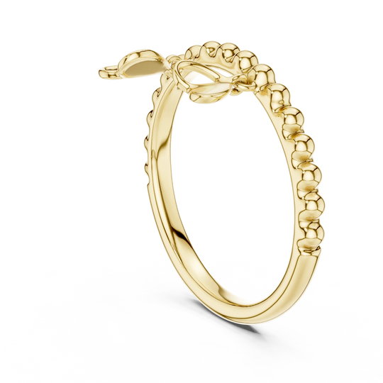 Angle View: Plain Diamond Ring with Beaded Setting in 18K Gold – Lab Grown – Driona Jewels
