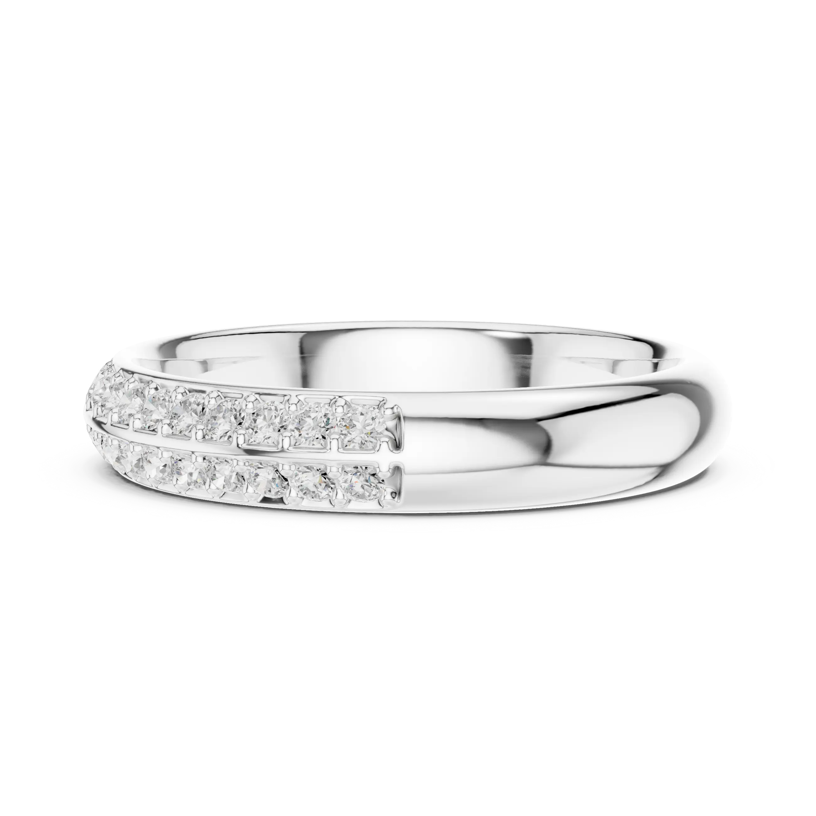 Front-view: Princess Cut Diamond Ring with Channel Setting in 14k White Gold - Lab Grown - Driona Jewels