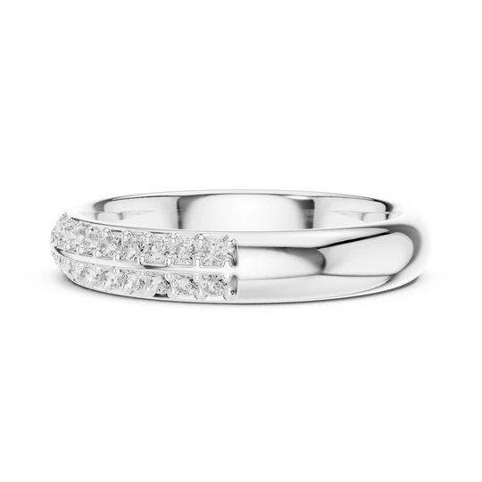 Front-view: Princess Cut Diamond Ring with Channel Setting in 14k White Gold - Lab Grown - Driona Jewels