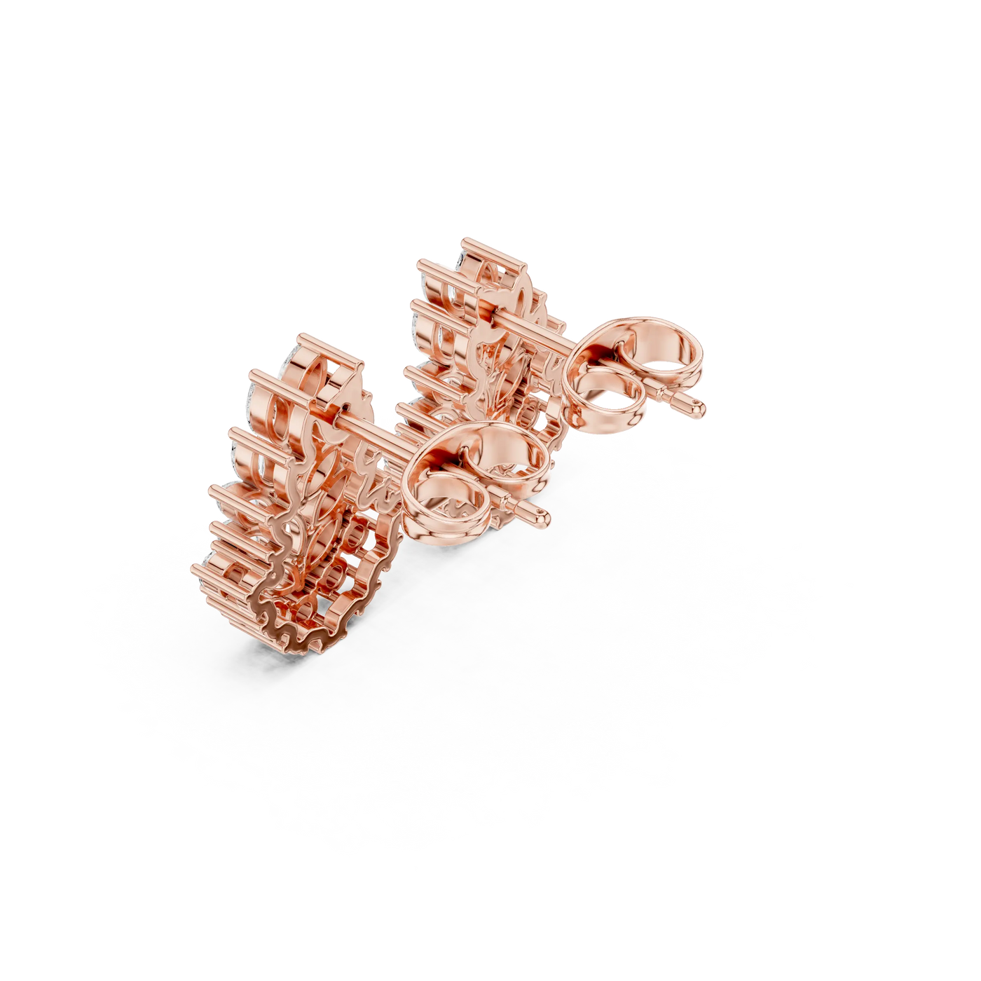 Back-view: Princess Cut Diamond Ring with Halo Setting in 14k Rose Gold - Lab Grown - Driona Jewels