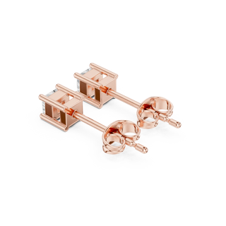 Flat Lay: Princess Cut Diamond Ring with Halo Setting in 14k Rose Gold - Lab Grown - Driona Jewels