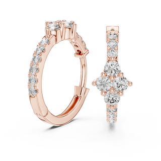 Pair-shot: Princess Cut Diamond Ring with Halo Setting in 14k Rose Gold - Lab Grown - Driona Jewels