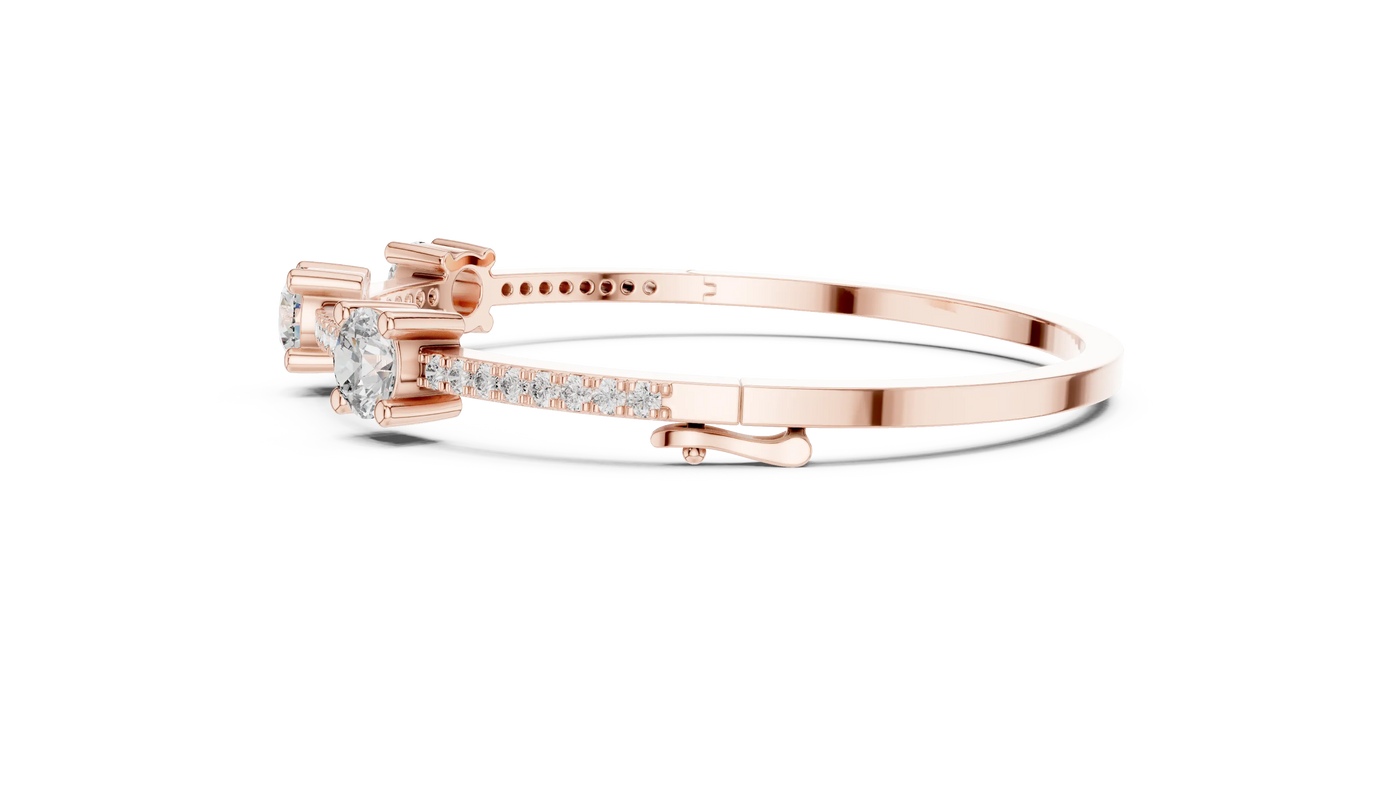 Side-Profile: Princess Cut Diamond Ring with Halo Setting in 14k Rose Gold - Lab Grown - Driona Jewels