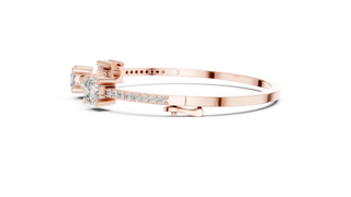 Side-Profile: Princess Cut Diamond Ring with Halo Setting in 14k Rose Gold - Lab Grown - Driona Jewels