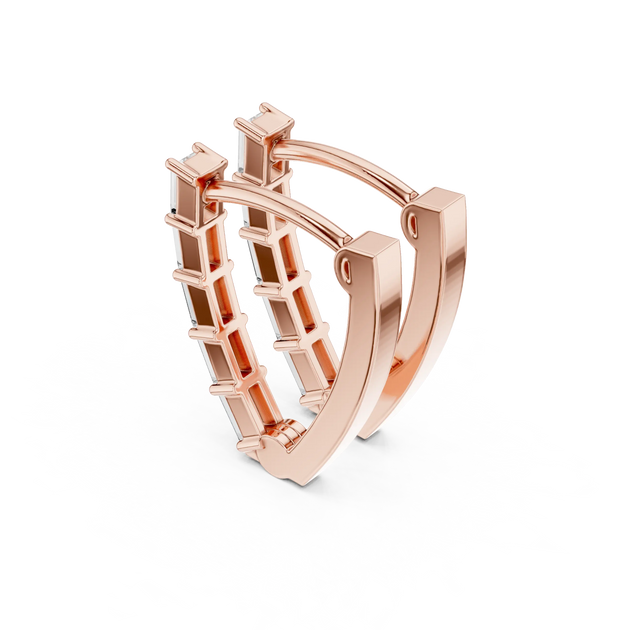 Three-quarter-view: Princess Cut Diamond Ring with Halo Setting in 14k Rose Gold - Lab Grown - Driona Jewels