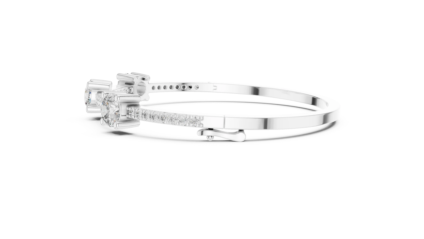 Side-Profile: Princess Cut Diamond Ring with Halo Setting in 14k White Gold - Lab Grown - Driona Jewels