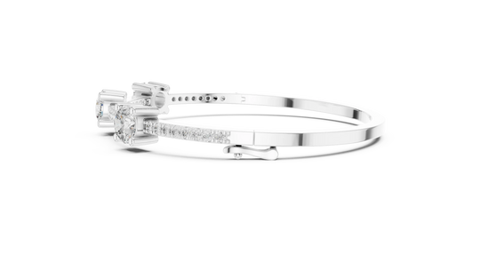 Side-Profile: Princess Cut Diamond Ring with Halo Setting in 14k White Gold - Lab Grown - Driona Jewels
