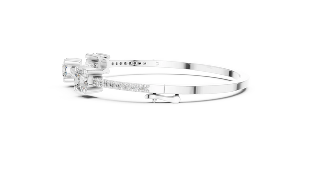 Side-Profile: Princess Cut Diamond Ring with Halo Setting in 14k White Gold - Lab Grown - Driona Jewels