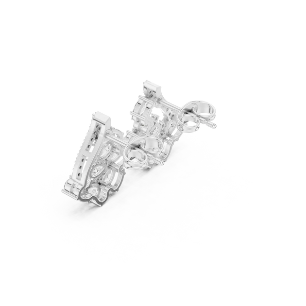 Three-quarter-view: Princess Cut Diamond Ring with Halo Setting in 14k White Gold - Lab Grown - Driona Jewels