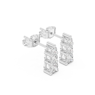 Three-quarter View: Princess Cut Diamond Ring with Halo Setting in 14k White Gold - Lab Grown - Driona Jewels