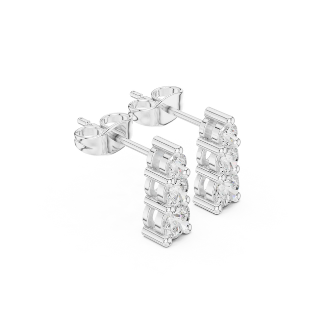 Three-quarter View: Princess Cut Diamond Ring with Halo Setting in 14k White Gold - Lab Grown - Driona Jewels