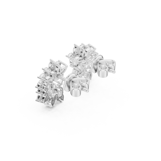 Top View: Princess Cut Diamond Ring with Halo Setting in 14k White Gold - Lab Grown - Driona Jewels