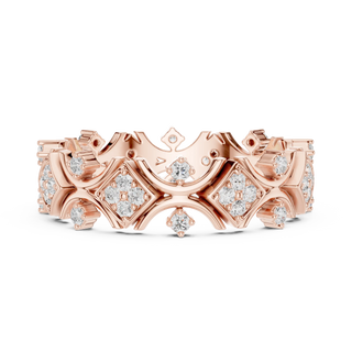 Front-view: Princess Cut Diamond Ring with Pave Setting in 14k Rose Gold - Lab Grown - Driona Jewels