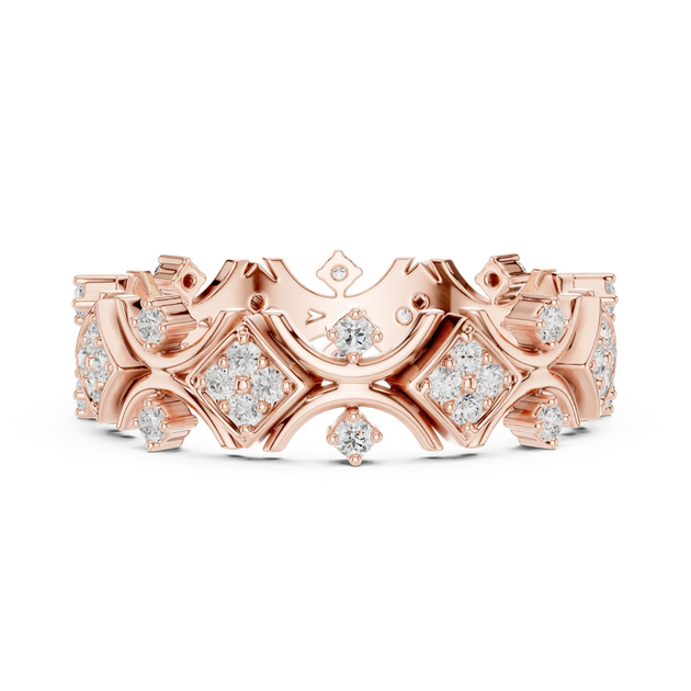 Front-view: Princess Cut Diamond Ring with Pave Setting in 14k Rose Gold - Lab Grown - Driona Jewels