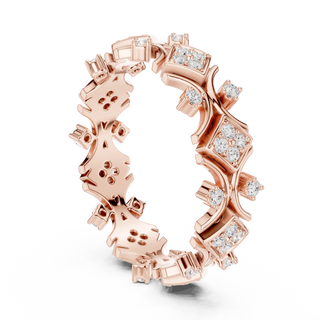 Three-quarter-view: Princess Cut Diamond Ring with Pave Setting in 14k Rose Gold - Lab Grown - Driona Jewels