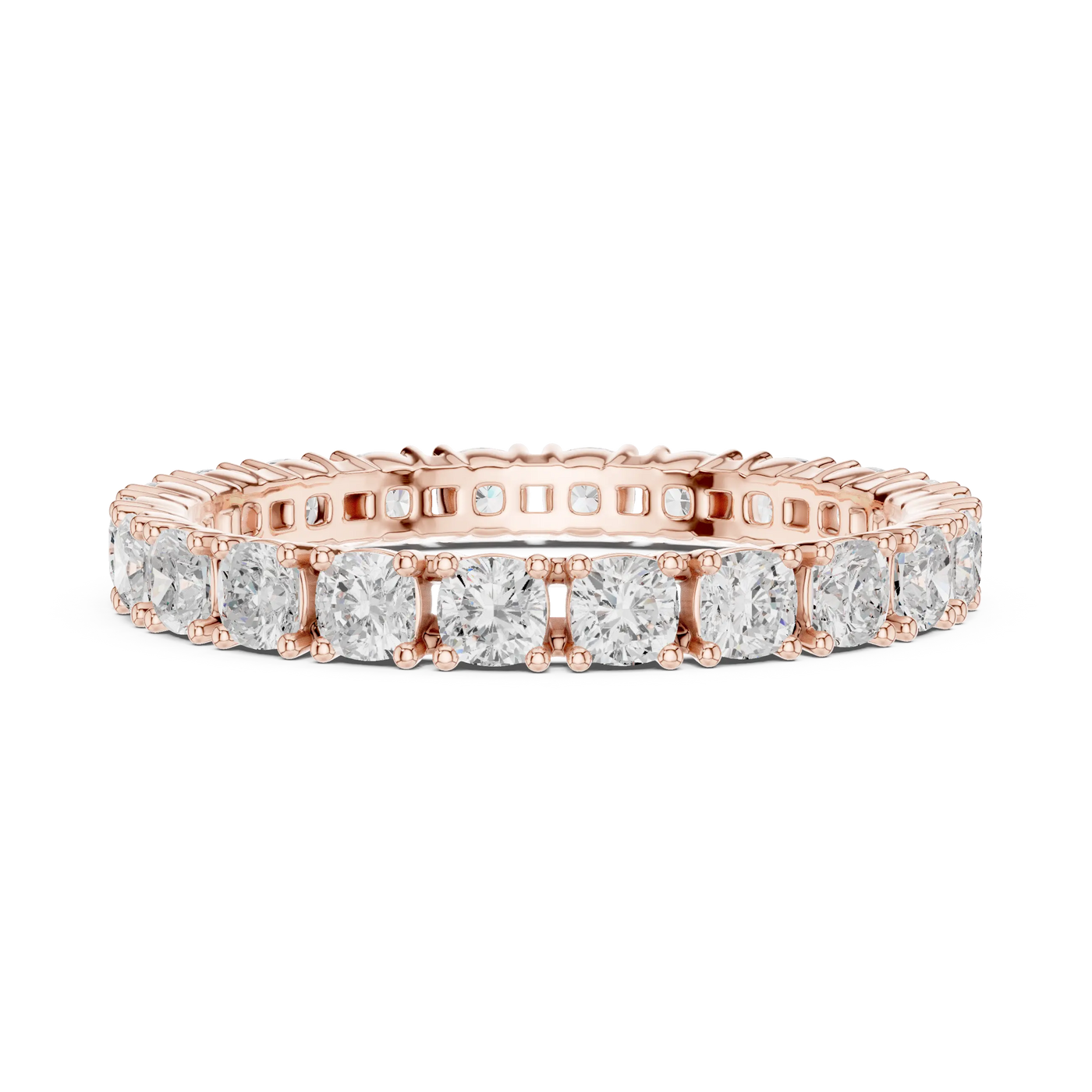 Cushion Lab Grown Diamond Full Eternity Ring in Shared Prong