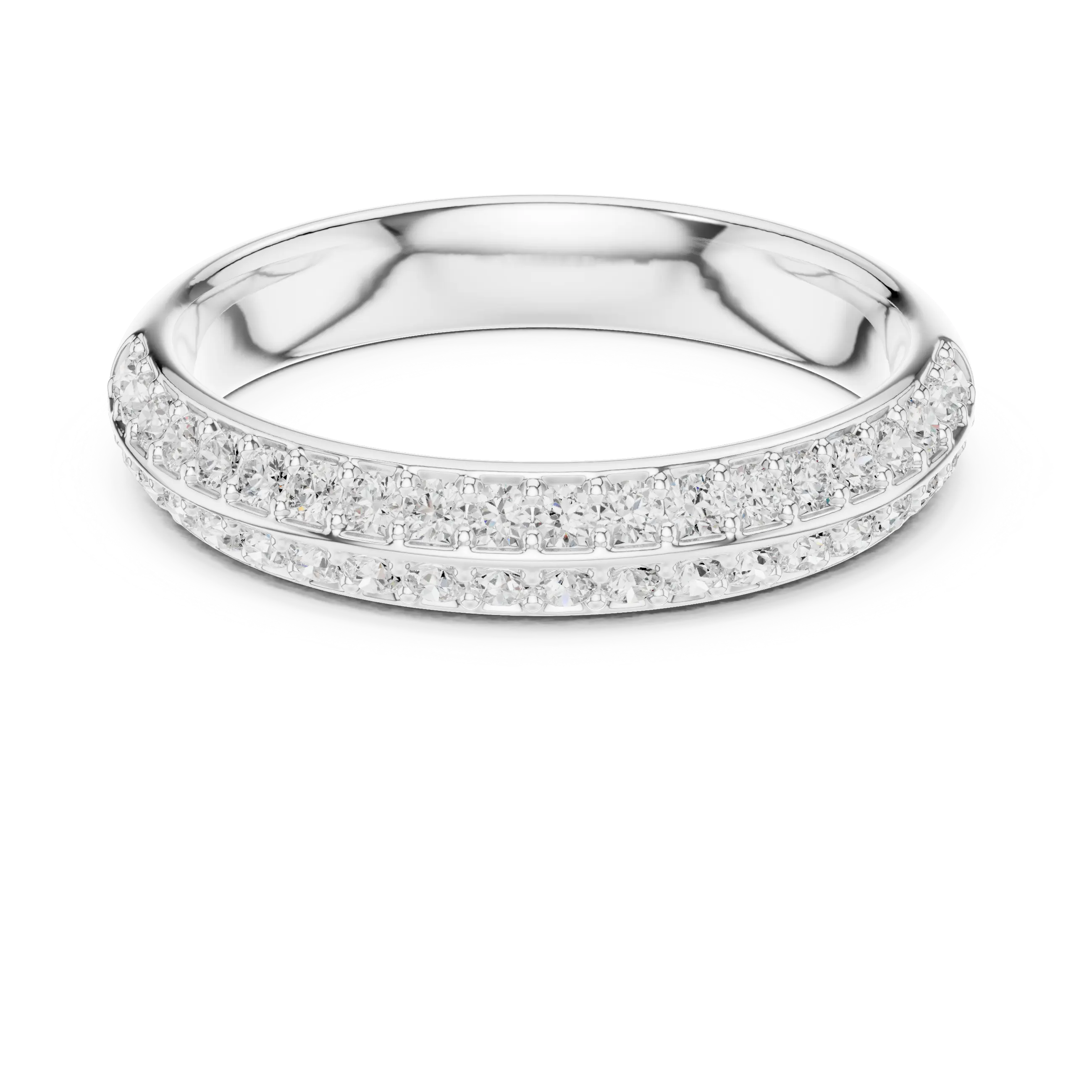 Front-view: Princess Cut Diamond Ring with Pave Setting in 14k White Gold - Lab Grown - Driona Jewels
