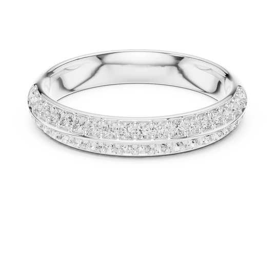 Front-view: Princess Cut Diamond Ring with Pave Setting in 14k White Gold - Lab Grown - Driona Jewels
