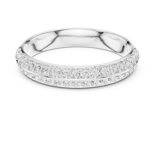 Front-view: Princess Cut Diamond Ring with Pave Setting in 14k White Gold - Lab Grown - Driona Jewels