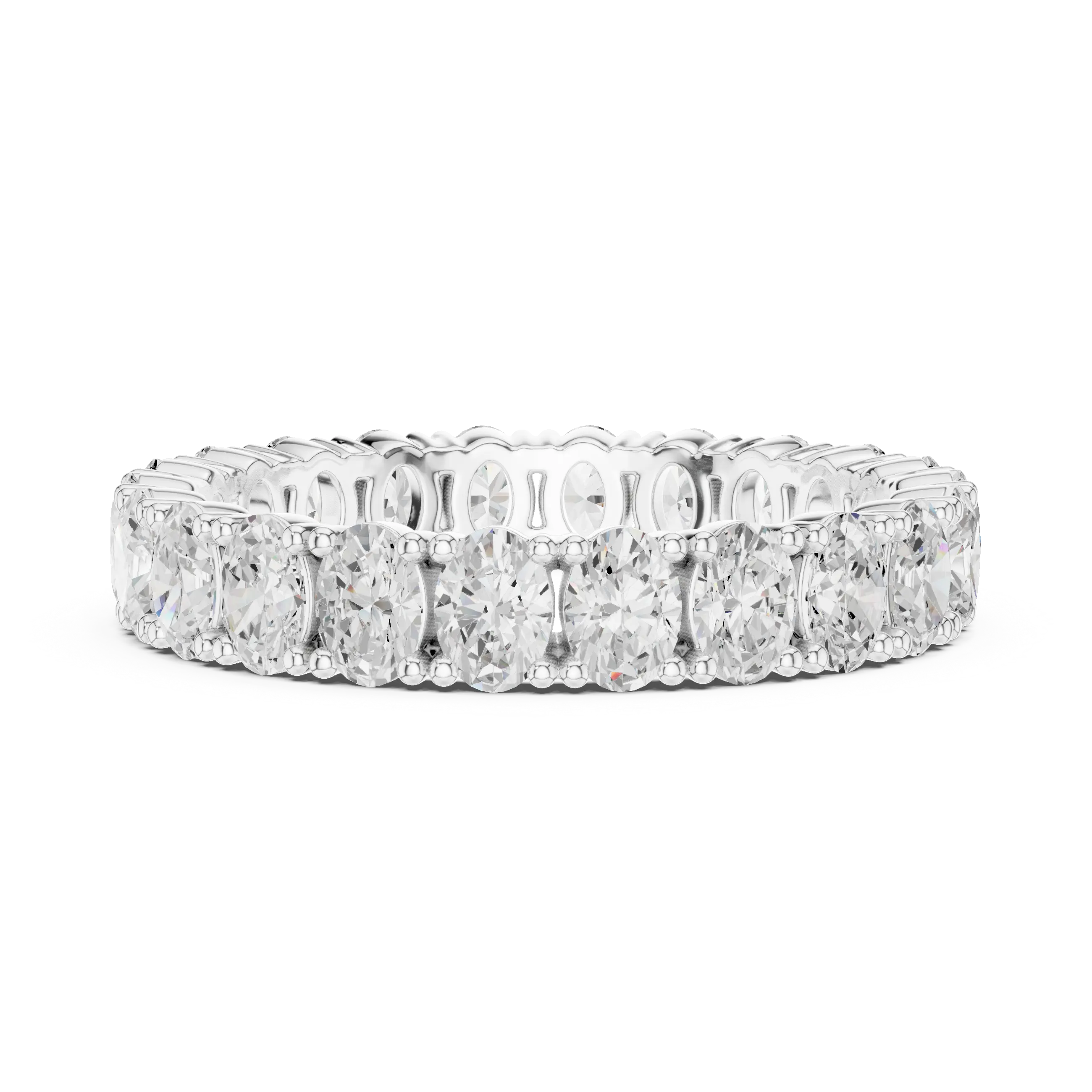Front View: Princess Cut Diamond Ring with Pave Setting in 14k White Gold - Lab Grown - Driona Jewels