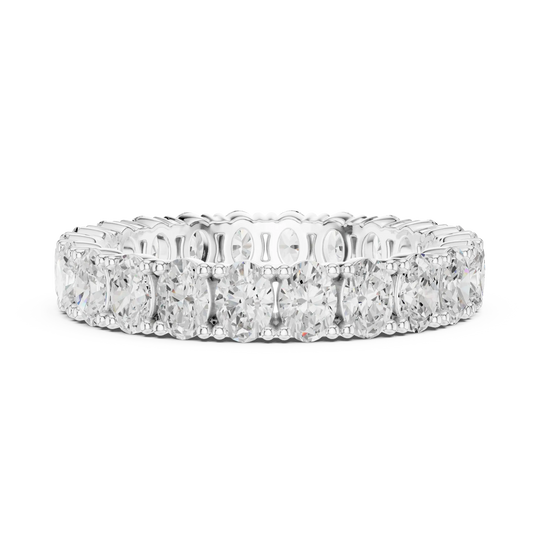Front View: Princess Cut Diamond Ring with Pave Setting in 14k White Gold - Lab Grown - Driona Jewels