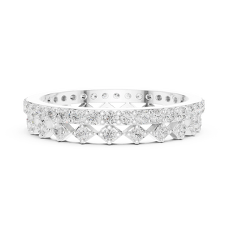 Front View: Princess Cut Diamond Ring with Pave Setting in 14k White Gold - Lab Grown - Driona Jewels