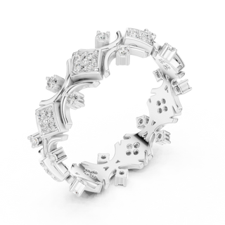 Three-quarter-view: Princess Cut Diamond Ring with Pave Setting in 14k White Gold - Lab Grown - Driona Jewels