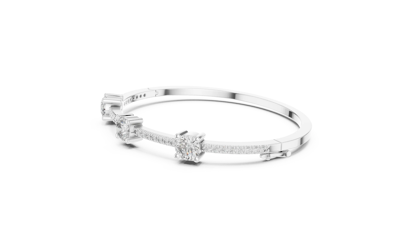 Three-quarter-view: Princess Cut Diamond Ring with Pave Setting in 14k White Gold - Lab Grown - Driona Jewels