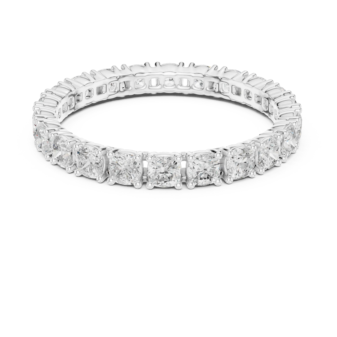 Cushion Lab Grown Diamond Full Eternity Ring in Shared Prong