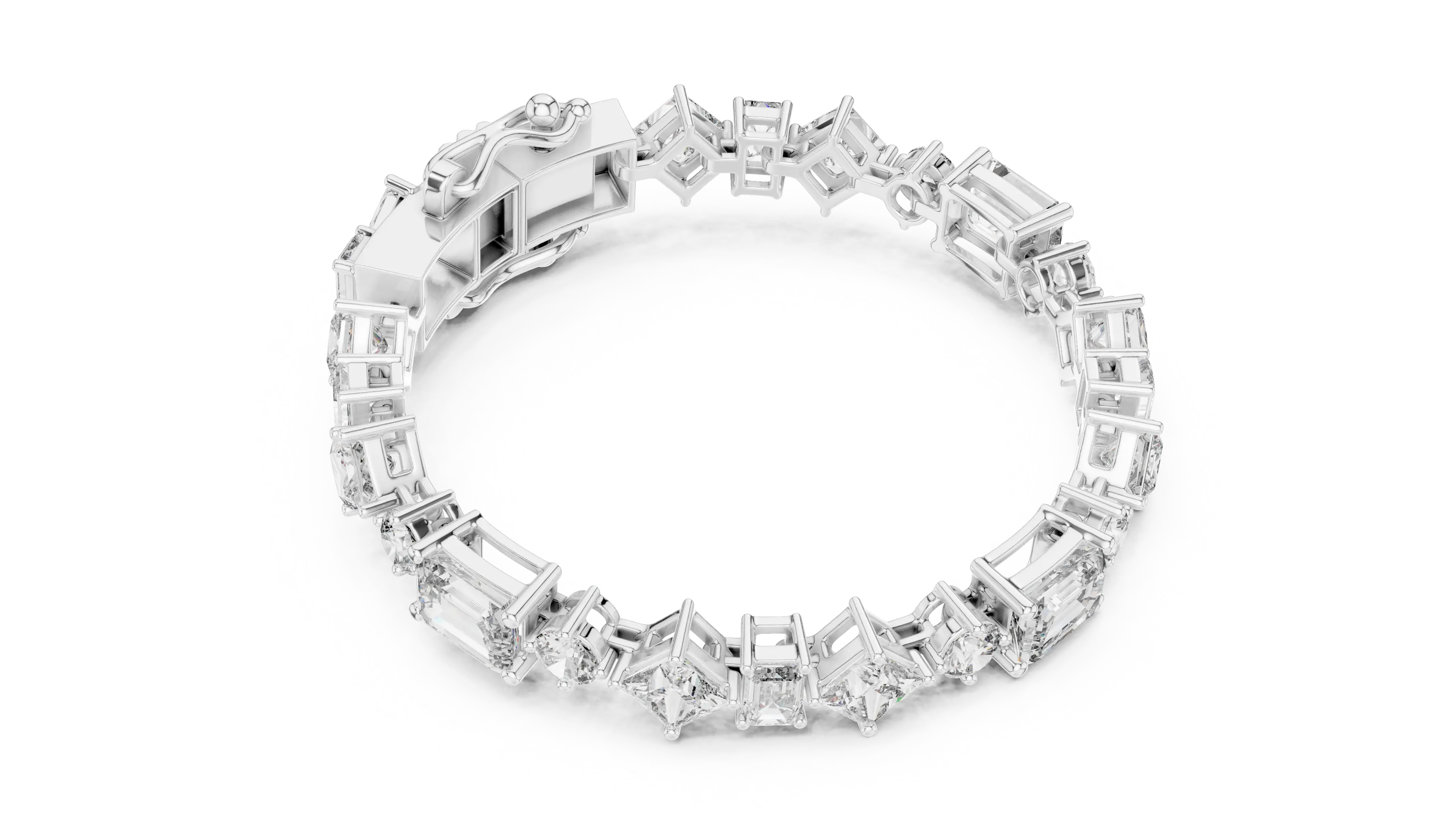 Top View: Princess Cut Diamond Ring with Pave Setting in 14k White Gold - Lab Grown - Driona Jewels
