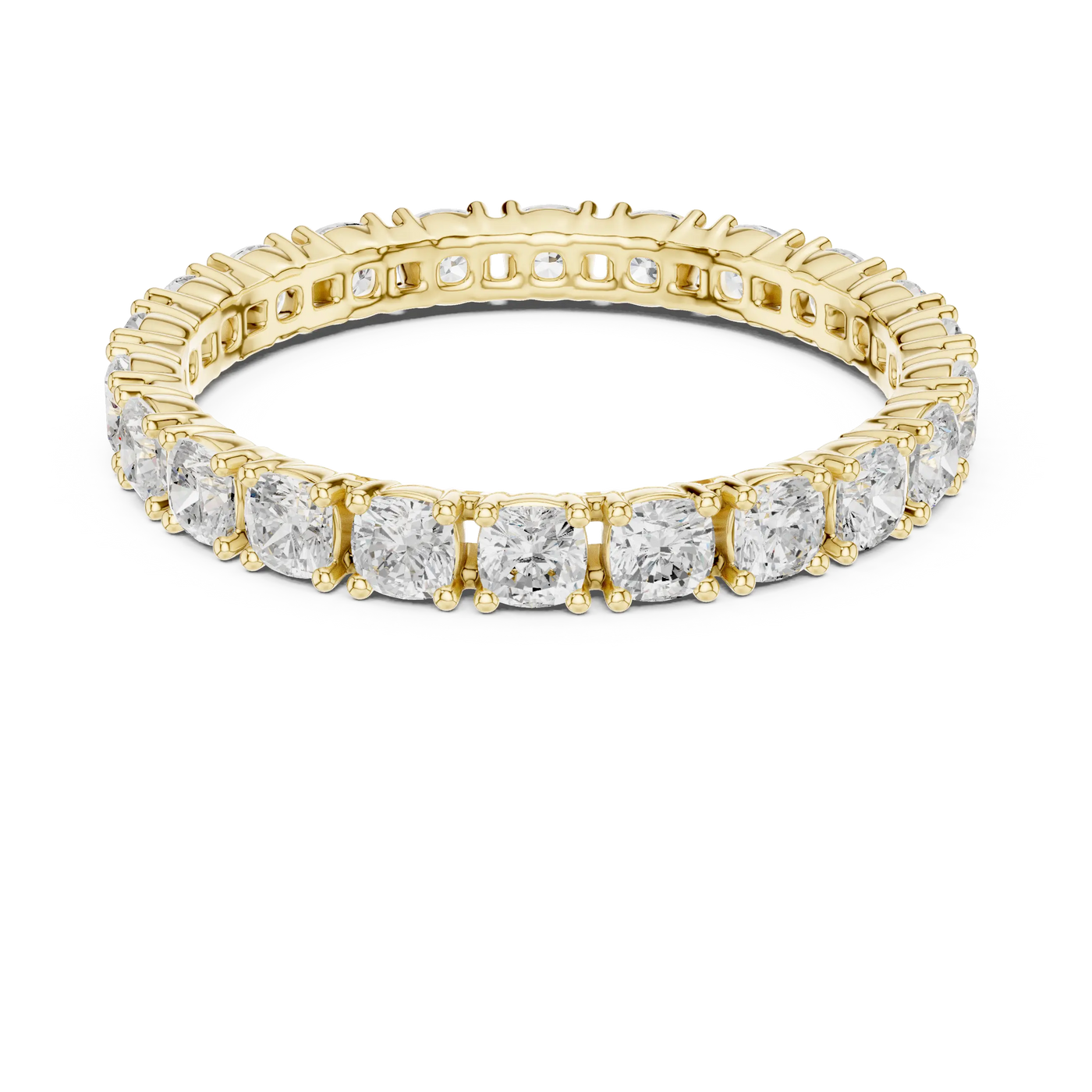 Cushion Lab Grown Diamond Full Eternity Ring in Shared Prong