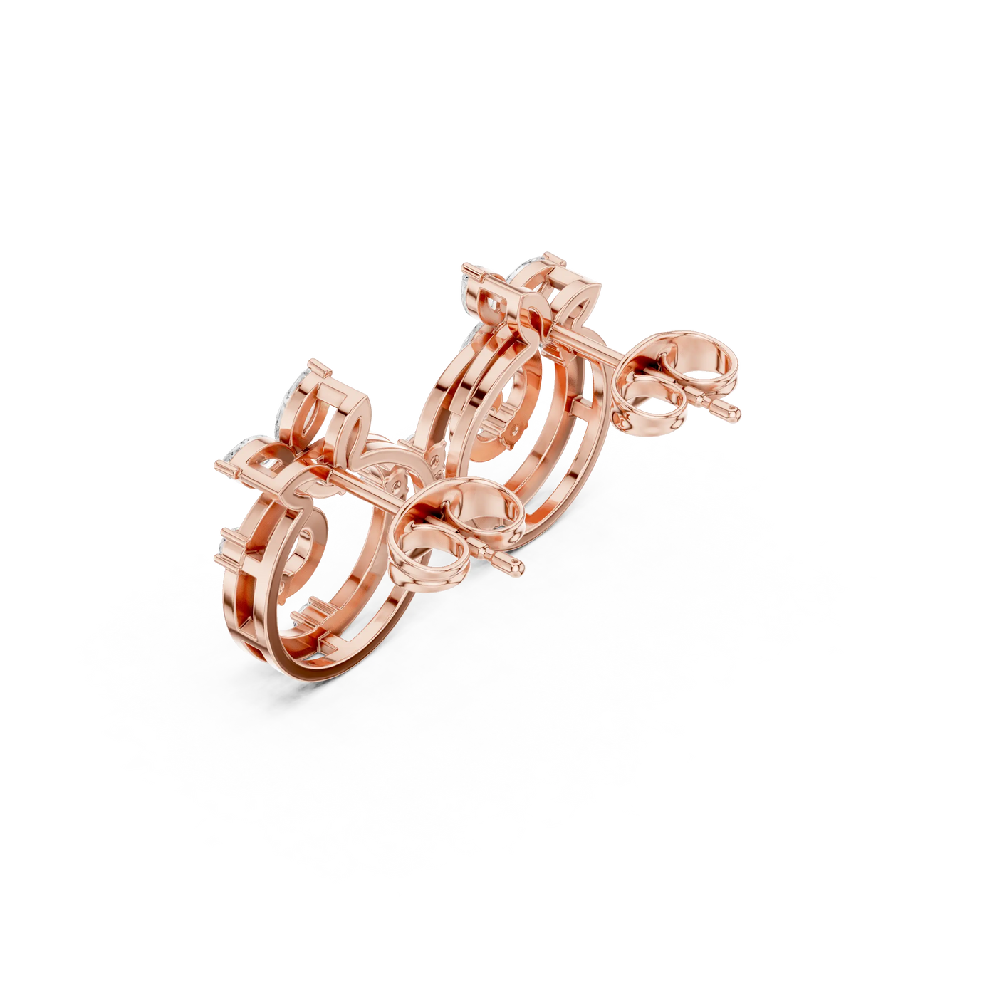 Side-Profile: Princess Cut Diamond Ring with Prong Setting in 14k Rose Gold - Lab Grown - Driona Jewels