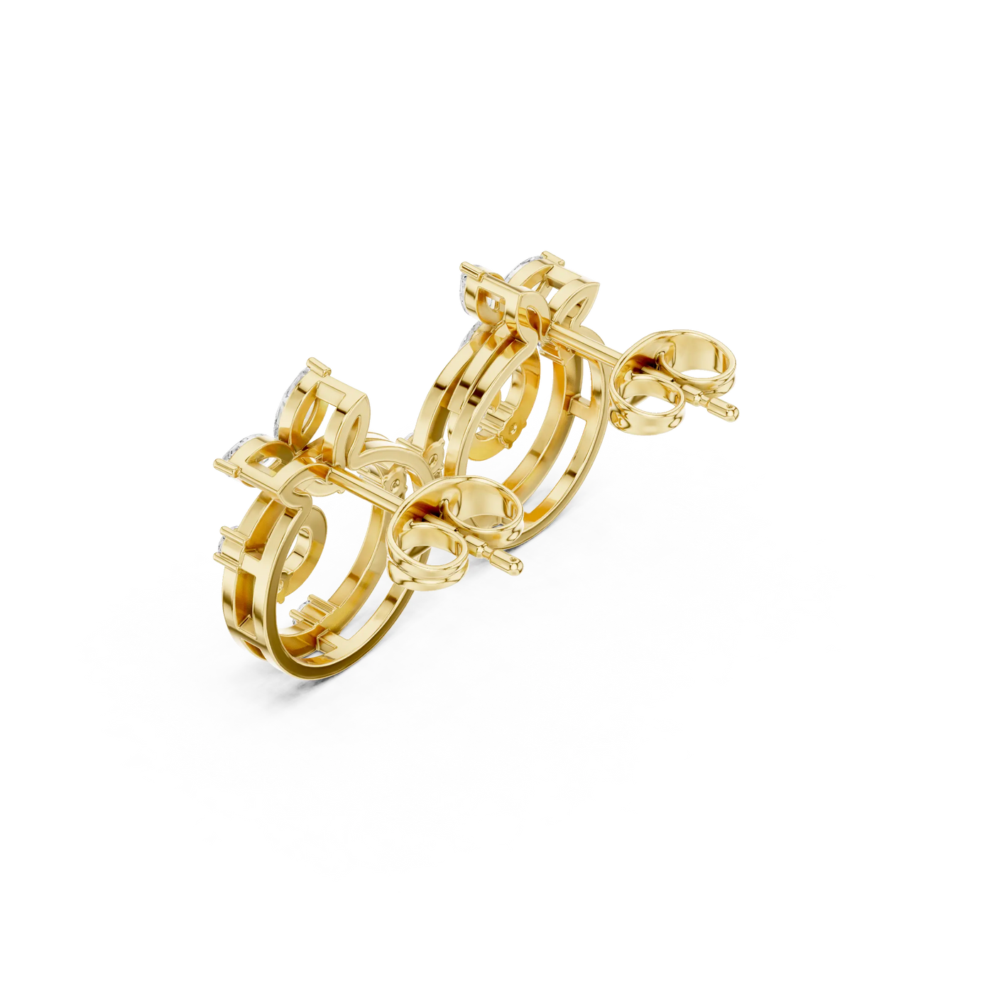 Three-Quarter View: Princess Cut Diamond Ring with Prong Setting in 14k Yellow Gold - Lab Grown - Driona Jewels