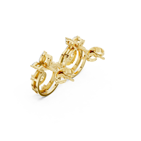 Three-Quarter View: Princess Cut Diamond Ring with Prong Setting in 14k Yellow Gold - Lab Grown - Driona Jewels