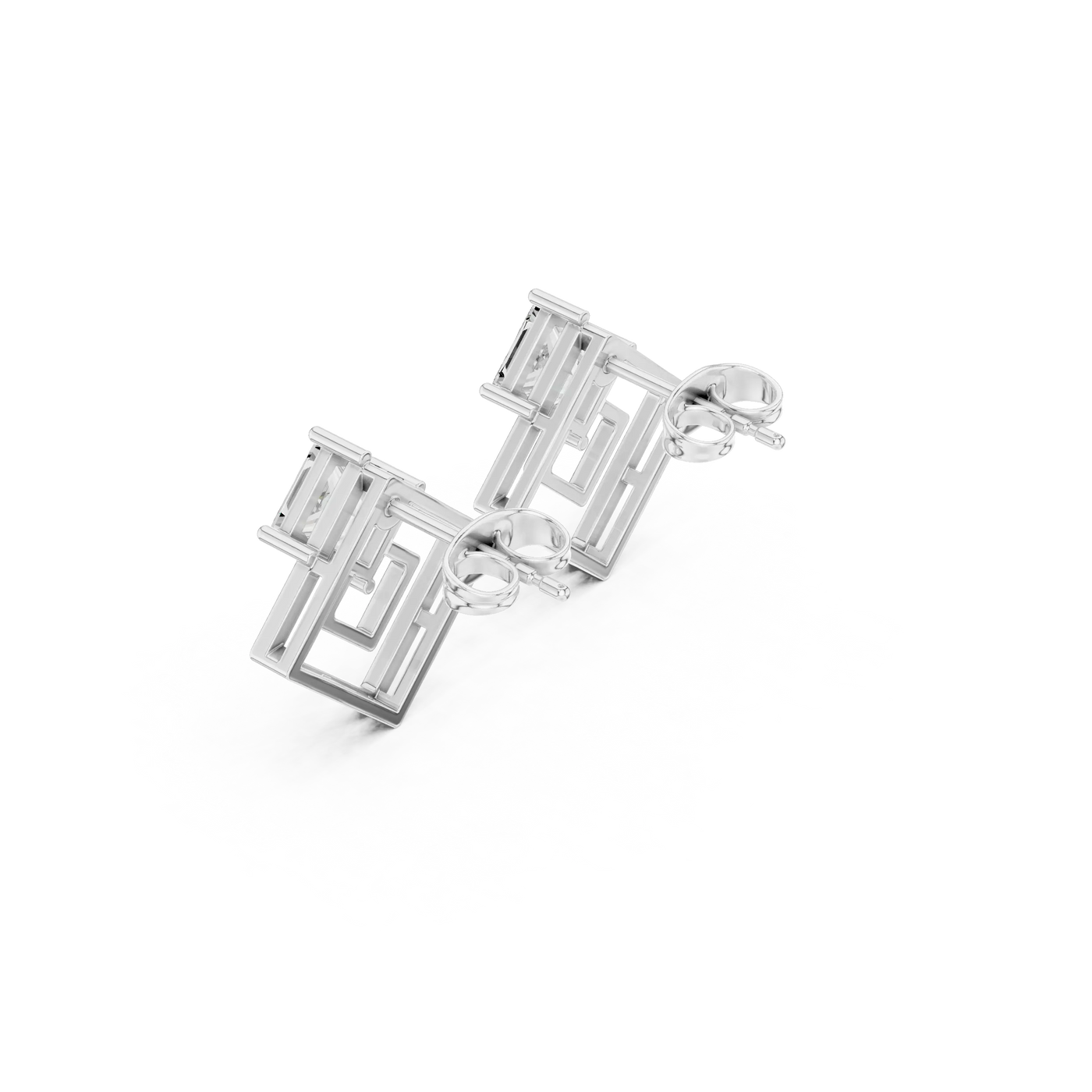 Three-quarter-view: Princess Cut Diamond Ring with Solitaire Setting in 14k White Gold - Lab Grown - Driona Jewels