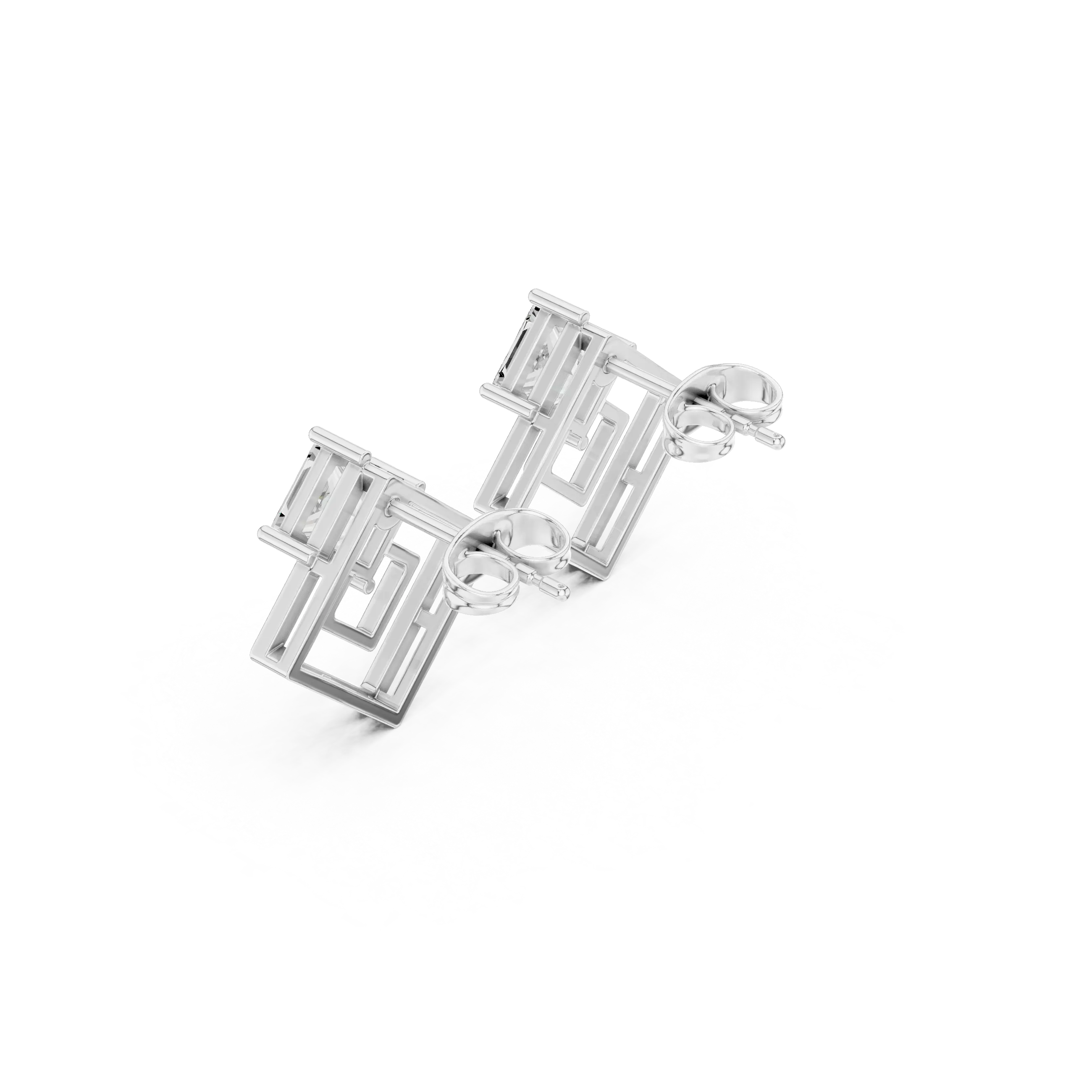 Three-quarter-view: Princess Cut Diamond Ring with Solitaire Setting in 14k White Gold - Lab Grown - Driona Jewels