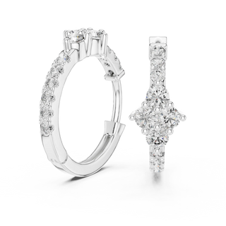 Three-quarter-view: Radiant Diamond Ring with Halo Setting in 14k White Gold - Lab Grown - Driona Jewels