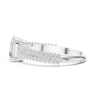 Side profile view: Radiant Diamond Ring with Pave Setting in 14K White Gold – Lab Grown – Driona Jewels
