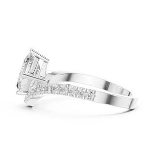 Dynamic angle of a: Radiant Diamond Ring with Prong and Channel Split Shank Setting in 14K White Gold – Lab Grown – Driona Jewels

