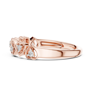 Angle View: Round Brilliant Diamond Ring with Heart Setting in 14K Rose Gold – Lab Grown – Driona Jewels
