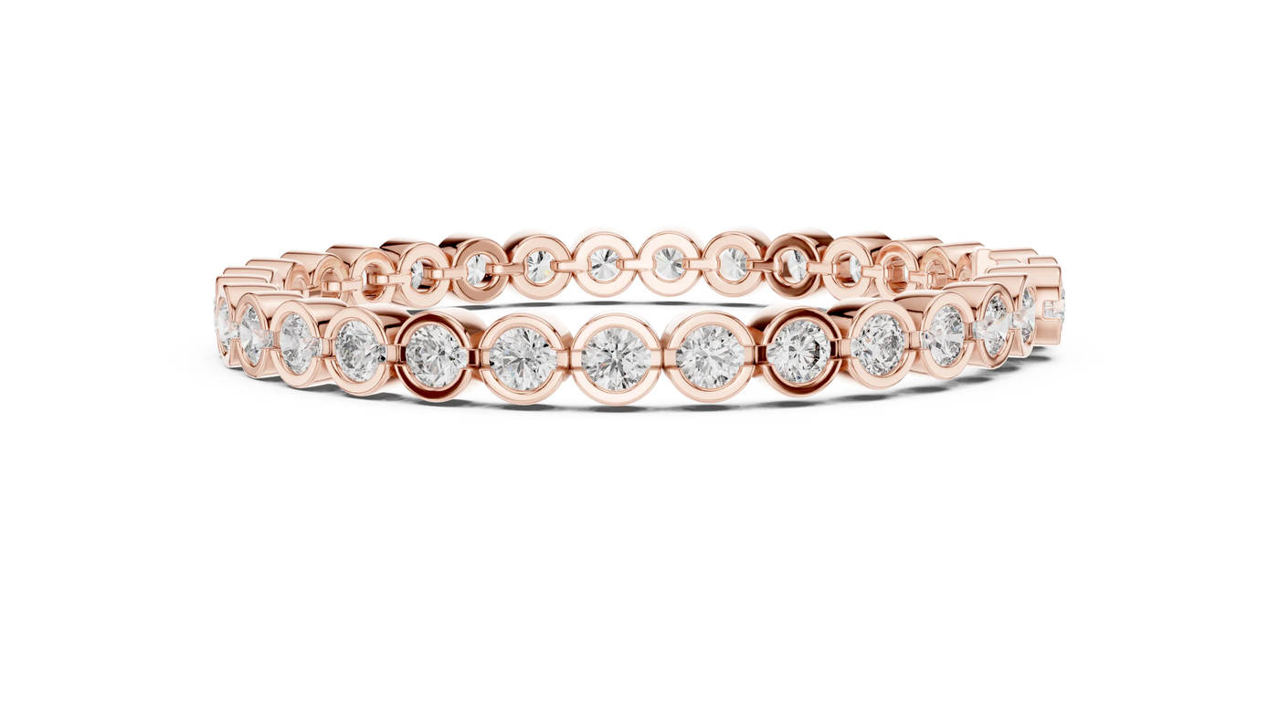 Front View: Round Diamond Ring with Bezel Setting in 14k Rose Gold - Lab Grown - Driona Jewels