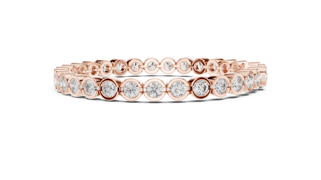 Front View: Round Diamond Ring with Bezel Setting in 14k Rose Gold - Lab Grown - Driona Jewels