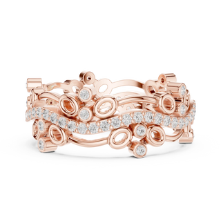 Front-View: Round Diamond Ring with Bezel Setting in 14k Rose Gold - Lab Grown - Driona Jewels