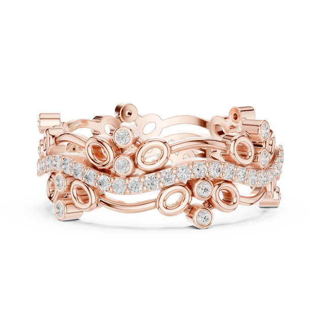 Front-View: Round Diamond Ring with Bezel Setting in 14k Rose Gold - Lab Grown - Driona Jewels