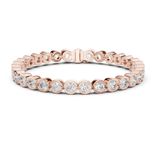 Front-view: Round Diamond Eternity Band with Bezel Setting in 14k Rose Gold - Lab Grown - Driona Jewels