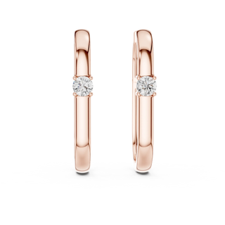 Pair-shot: Round Diamond Ring with Bezel Setting in 14k Rose Gold - Lab Grown - Driona Jewels