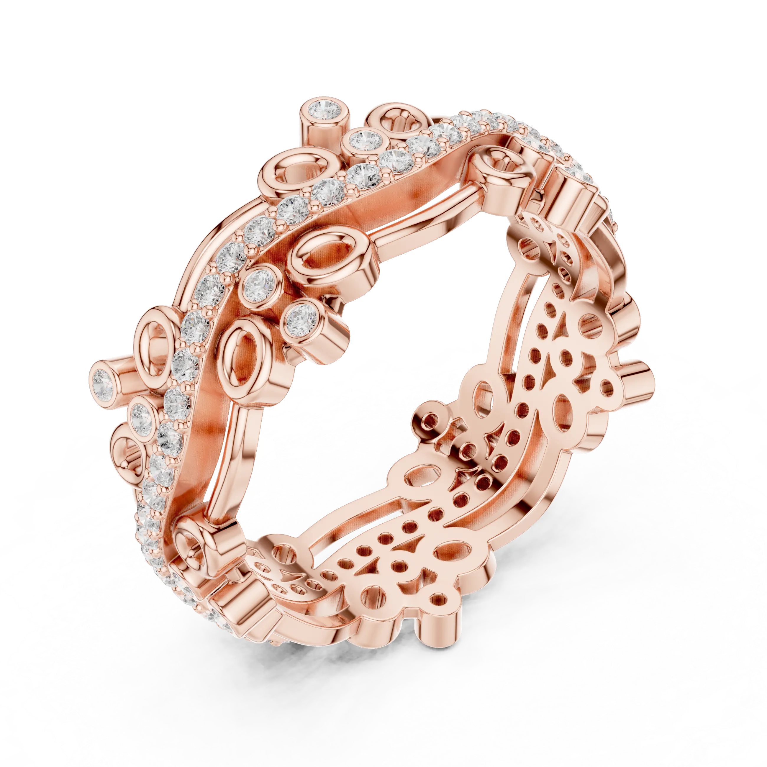 Side-Profile: Round Diamond Ring with Bezel Setting in 14k Rose Gold - Lab Grown - Driona Jewels
