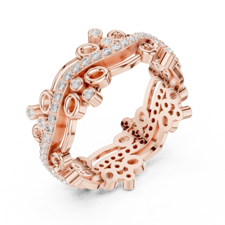 Side-Profile: Round Diamond Ring with Bezel Setting in 14k Rose Gold - Lab Grown - Driona Jewels