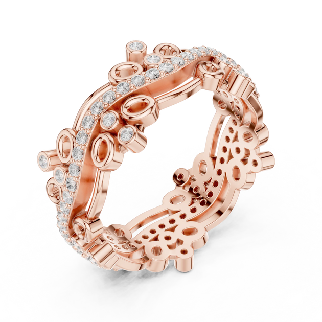 Side-Profile: Round Diamond Ring with Bezel Setting in 14k Rose Gold - Lab Grown - Driona Jewels