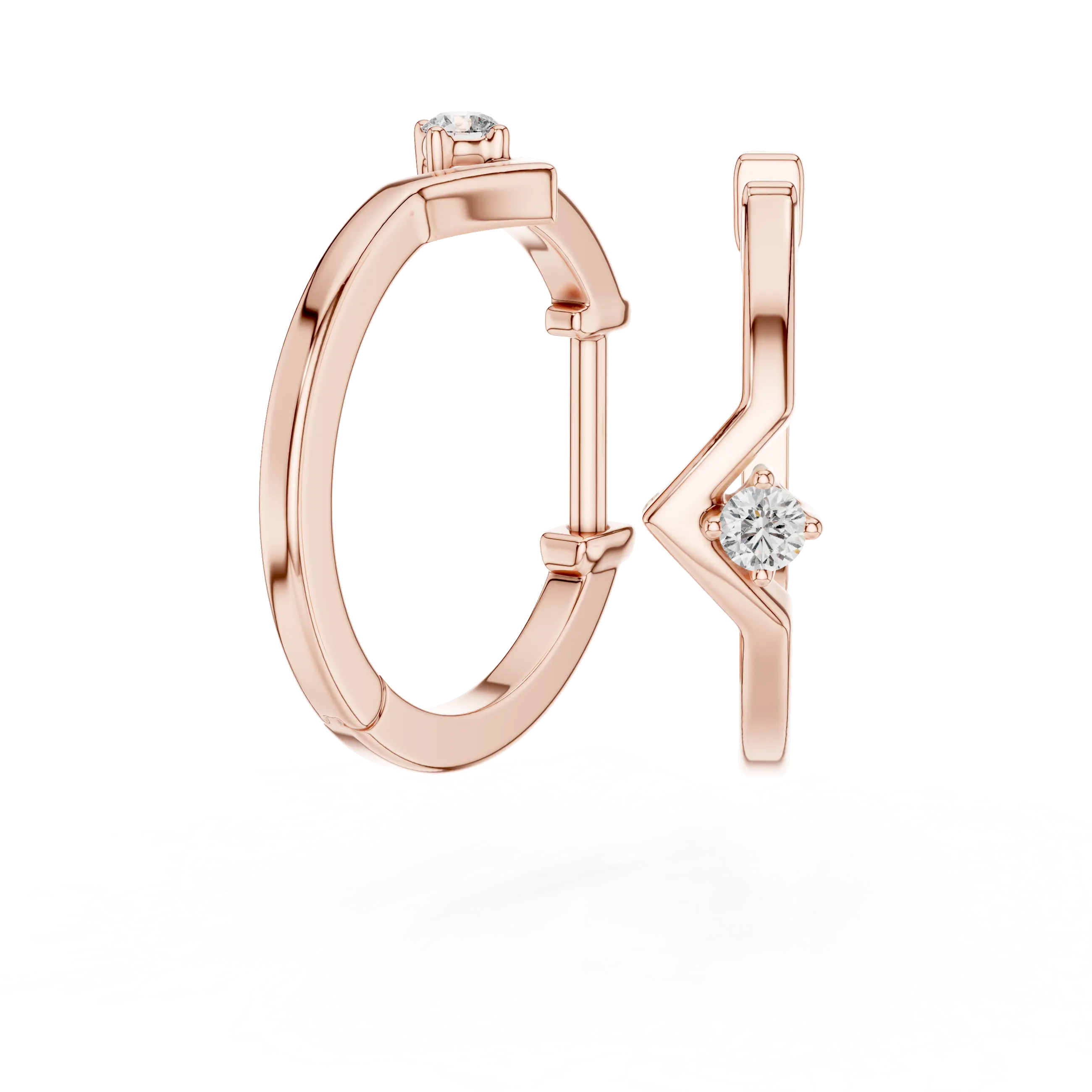 Three-quarter-view: Round Diamond Ring with Bezel Setting in 14k Rose Gold - Lab Grown - Driona Jewels